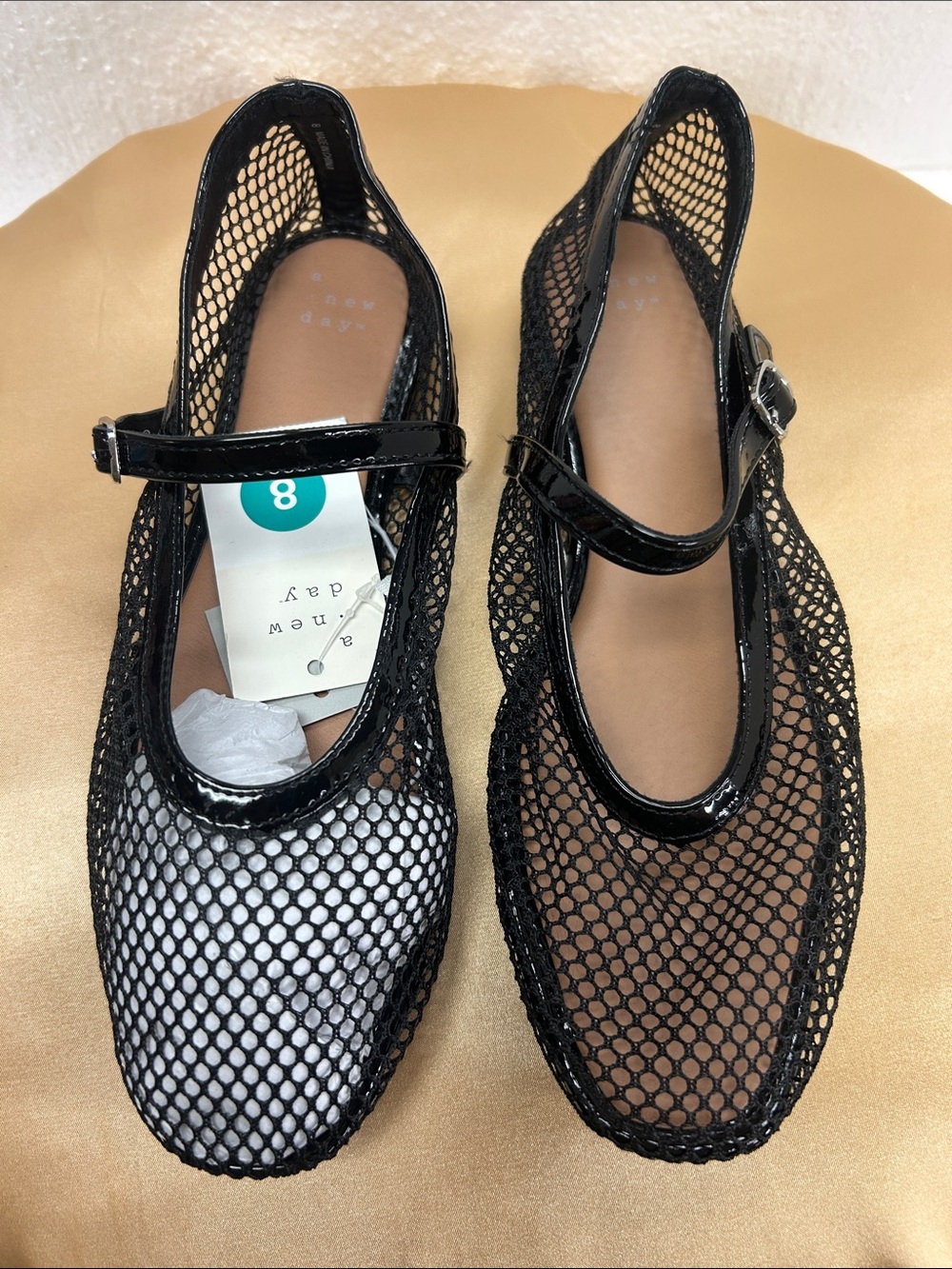 a new day Black Mesh Mary Jane Flats with Strap
